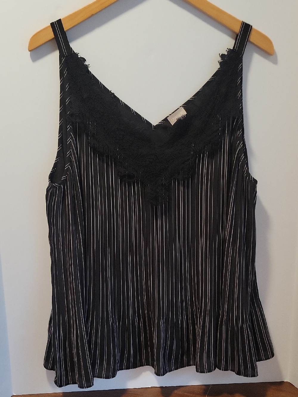 Chico's Black Striped Lace-Trim Lined Camisole Size XL (Chicos Size 3)